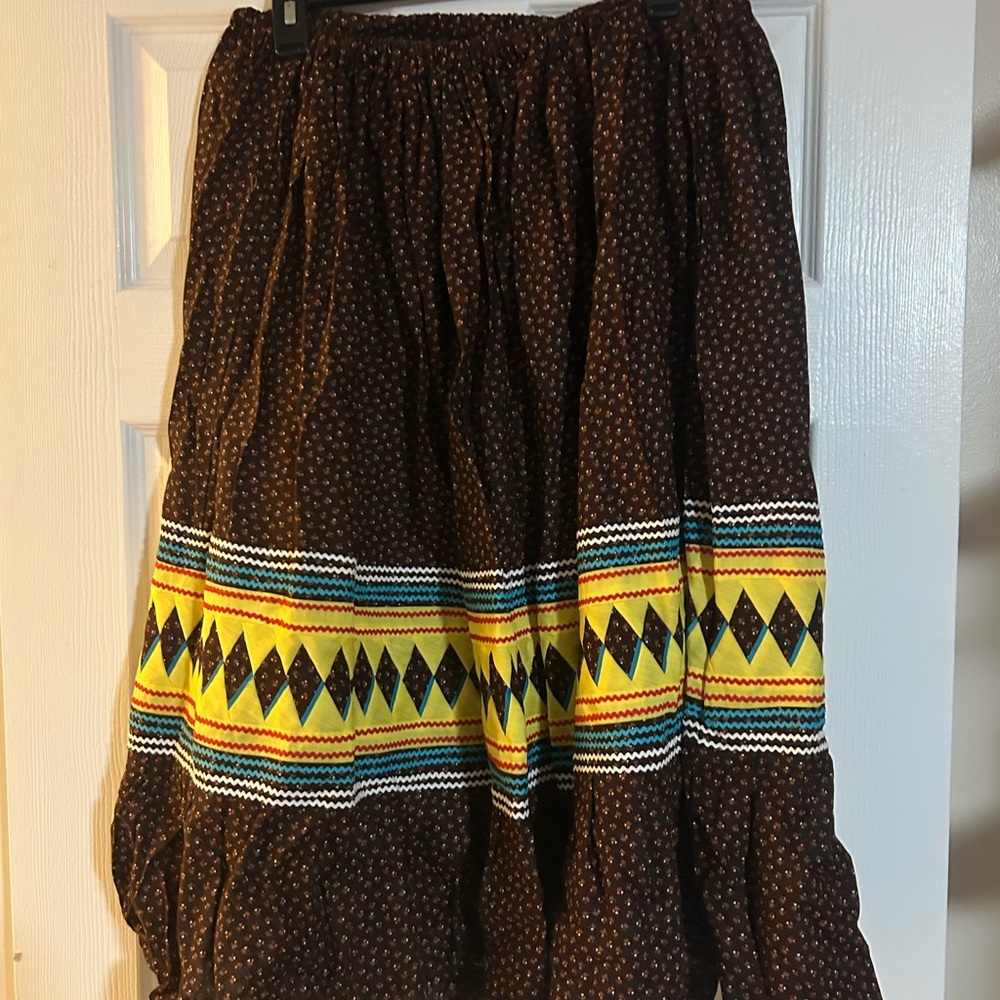 Vintage Native American Seminole Skirt with Yellow Accents